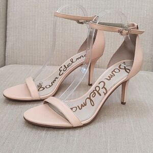 Sam Edelman Patti Leather Heeled Dress Sandals Nude Size 8.5